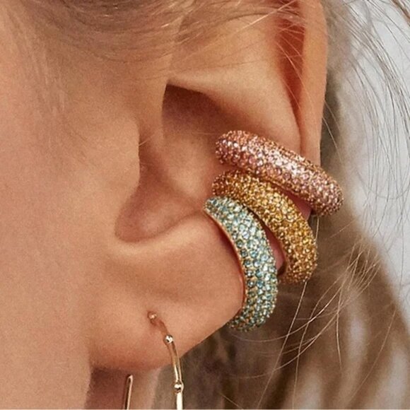 3 Orbits Crystal Cuff Earrings - Picture 1 of 3